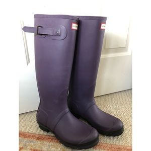 Purple and Black Tall Hunter Rain Boots